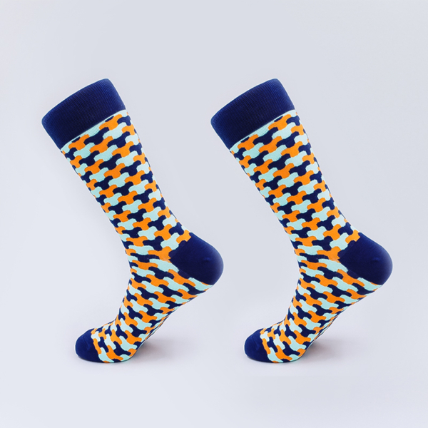 Geometrisch gekleidet blau & orange - 2er Packung