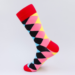 Blau & Schwarz & Rosa & Gelbe Diamanten Socken