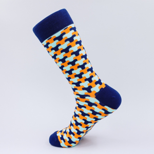 Geometrisch gekleidet blau & orange Socken